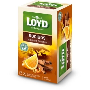 Raudonoji arbata LOYD, apelsinų ir cinamono skonio, 20 x 2g Raudonoji arbata LOYD, apelsinų ir cinamono skonio, 20 x 2g