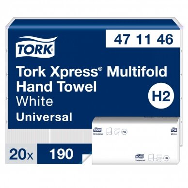 Rankšluostis TORK XPRESS Multifold 471146, 2 sl., 23,4 x 21,3 cm, balta sp. su lapų raštais 3