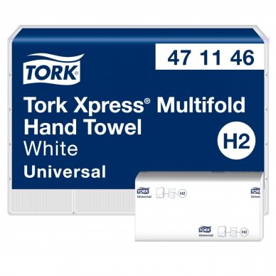 Rankšluostis TORK XPRESS Multifold 471146, 2 sl., 23,4 x 21,3 cm, balta sp. su lapų raštais 4