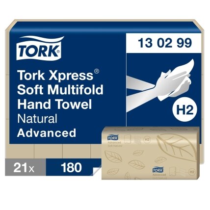Rankų valymo servetėlės TORK ADVANCED, H2, 130299,2 sl., 180 serv., 21.3 x 24 cm, natūralios sp. Rankų valymo servetėlės TORK ADVANCED, H2, 130299,2 sl., 180 serv., 21.3 x 24 cm, natūralios sp.