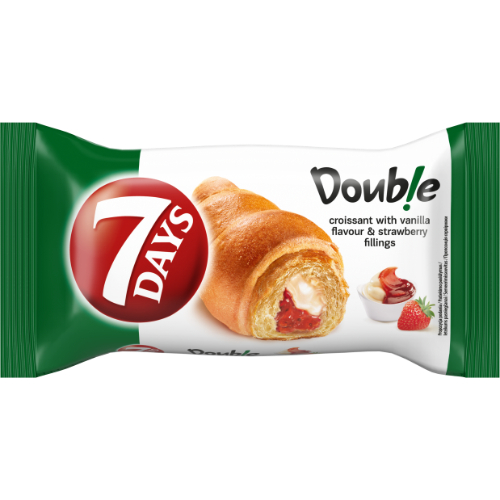 Raguolis 7 DAYS, su vanilės skonio įdaru ir braškių įdaru, 60 g