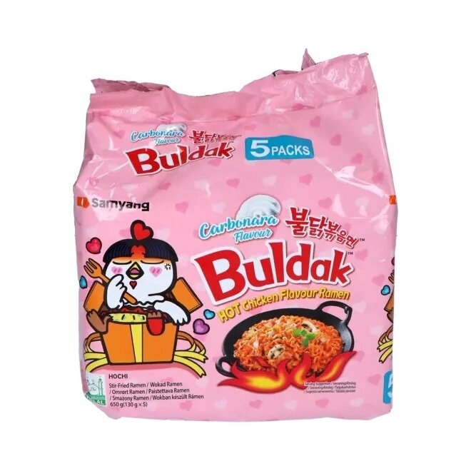 Ramenas SAMYANG, Hot Chicken Carbonara, (5 vnt. x 130 g.), 650 g Ramenas SAMYANG, Hot Chicken Carbonara, (5 vnt. x 130 g.), 650 g