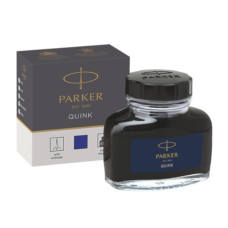 Rašalo buteliukas PARKER Quink papildymui, 57ml, mėlynas Rašalo buteliukas PARKER Quink papildymui, 57ml, mėlynas