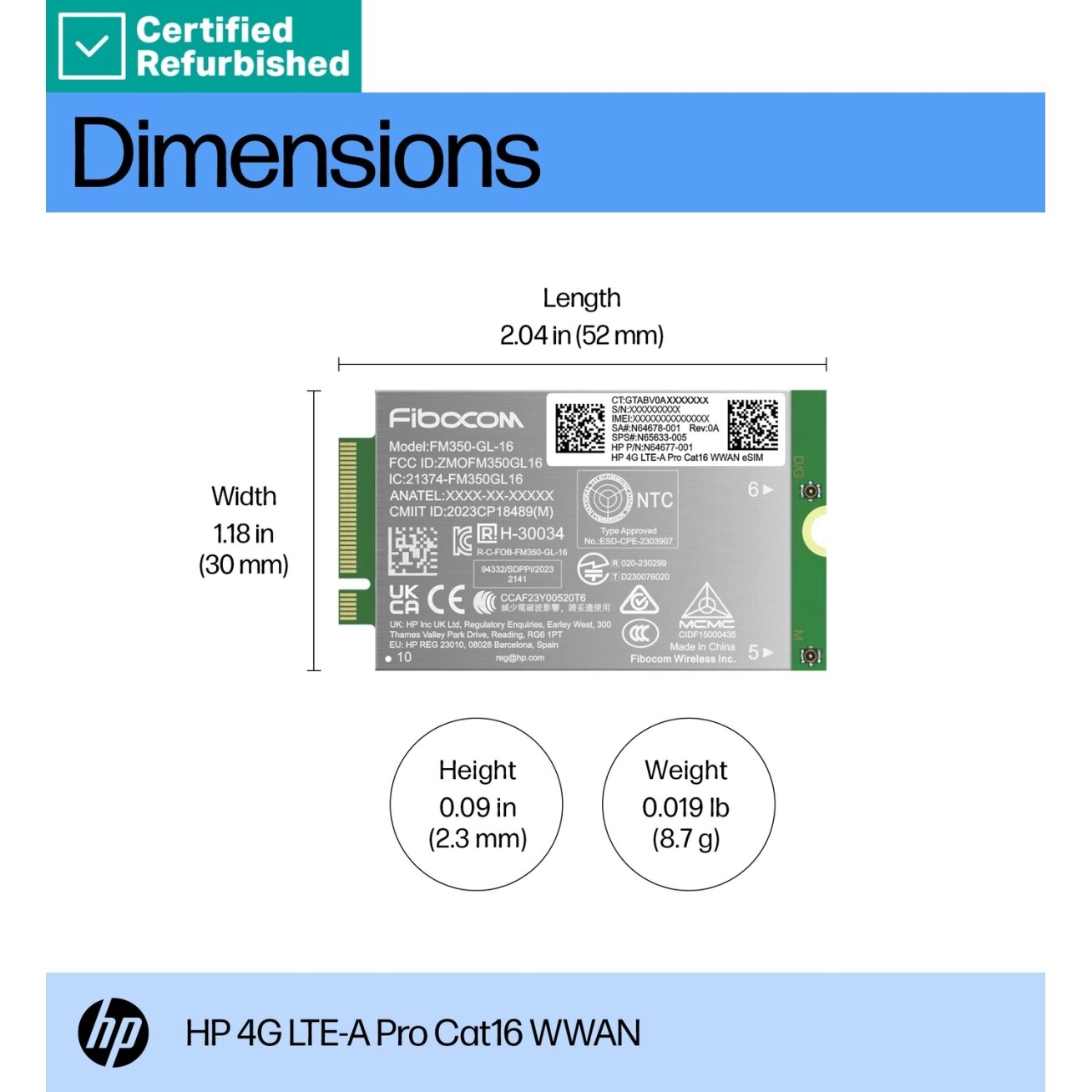 RENEW GOLD HP 4G LTE Modem m.2 WWAN Cat 16 L860-GL-16 Mobile Broadband Cellular (compatible with WWAN-ready EliteBook 630 640 645 660 830 840 860 1040 G11, x360 G11, ProBook 440 460 465 G11, ZBook Firefly Fury Power 14 16 G11 G11A) 1 RENEW GOLD HP 4G LTE Modem m.2 WWAN Cat 16 L860-GL-16 Mobile Broadband Cellular (compatible with WWAN-ready EliteBook 630 640 645 660 830 840 860 1040 G11, x360 G11, ProBook 440 460 465 G11, ZBook Firefly Fury Power 14 16 G11 G11A) 1