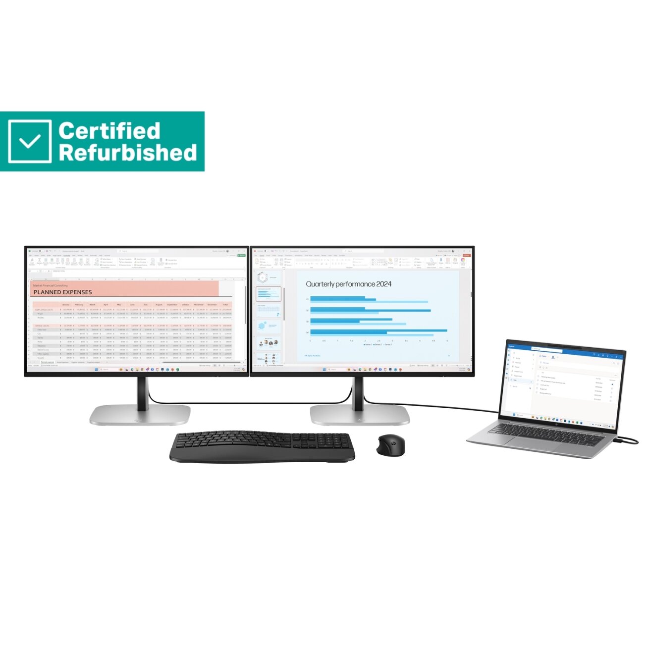 RENEW GOLD HP 524pu Series 5 Pro FHD Charging Monitor - 23.8" 1920x1080 FHD 350-nit 100Hz AG, IPS, USB-C(100W/15W)/HDMI/DisplayPort Daisy-Chain, 3x USB-A, RJ-45 LAN, height adjustable/tilt/swivel/pivot, 1 years (replaces E24u G5)