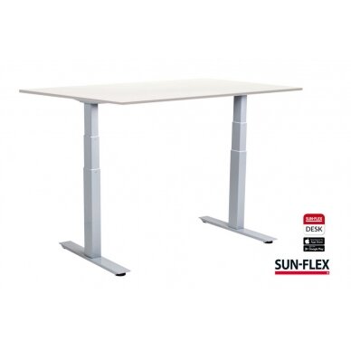 Reguliuojamo aukščio stalas SUN-FLEX®EASYDESK ADAPT, elektrinis, dviejų variklių, baltas rėmas, 140x80 cm, baltas stalviršis