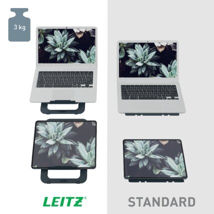 Reguliuojamas nešiojamojo kompiuterio stovas LEITZ, iš aliuminio 2