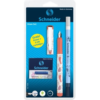 Rinkinys SCHNEIDER: plunksnakotis GLAM+Corry+6 rašalo kapsulės 2 Rinkinys SCHNEIDER: plunksnakotis GLAM+Corry+6 rašalo kapsulės 2