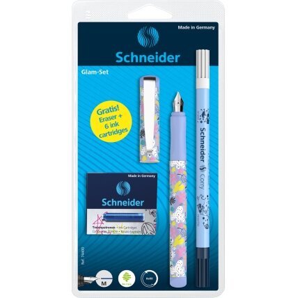 Rinkinys SCHNEIDER: plunksnakotis GLAM+Corry+6 rašalo kapsulės 3 Rinkinys SCHNEIDER: plunksnakotis GLAM+Corry+6 rašalo kapsulės 3