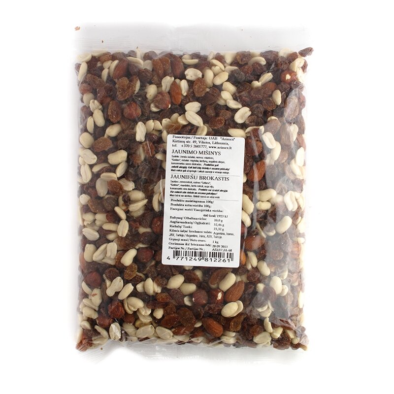 Riešutų ir razinų mišinys Jaunimo mišinys, 1 kg Riešutų ir razinų mišinys Jaunimo mišinys, 1 kg