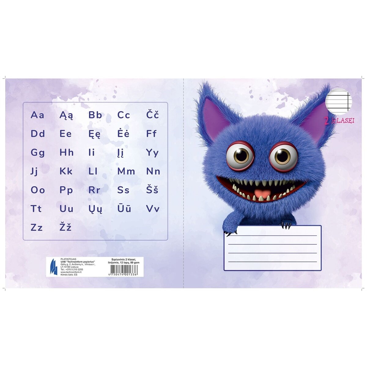 Sąsiuvinis TECHNOINFORM, 2 klasei, A5, 12 lapų, 80 gsm, linijomis 3 Sąsiuvinis TECHNOINFORM, 2 klasei, A5, 12 lapų, 80 gsm, linijomis 3