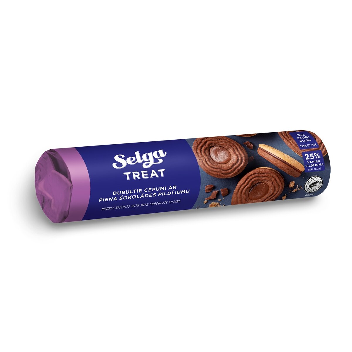 Sausainiai SELGA, dvigubi, su šokoladiniu užpildu, 205 g
