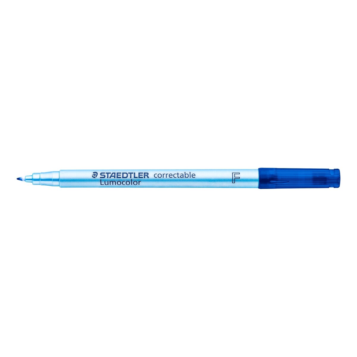 Sauso valymo koreguojamasis žymeklis STAEDTLER Lumocolor F, 0,6 mm brėžis, mėlyna sp. 1 Sauso valymo koreguojamasis žymeklis STAEDTLER Lumocolor F, 0,6 mm brėžis, mėlyna sp. 1