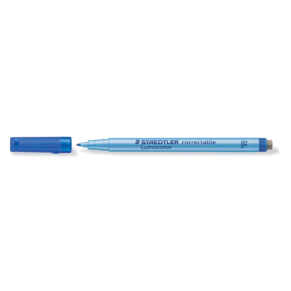 Sauso valymo koreguojamasis žymeklis STAEDTLER Lumocolor F, 0,6 mm brėžis, mėlyna sp. 2 Sauso valymo koreguojamasis žymeklis STAEDTLER Lumocolor F, 0,6 mm brėžis, mėlyna sp. 2