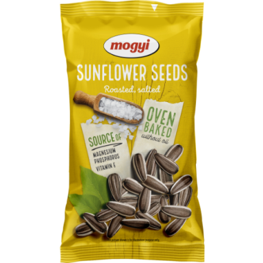 Saulėgrąžos MOGYI, skrudintos, sūdytos, geltonas pakelis, 60 g Saulėgrąžos MOGYI, skrudintos, sūdytos, geltonas pakelis, 60 g