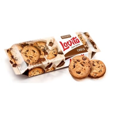 Sausainiai LOVITA, su šokolado gabaliukais, 150 g
