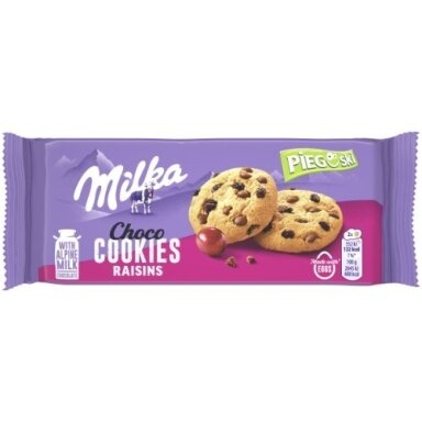 Sausainiai MILKA Choco, su razinomis, 135 g Sausainiai MILKA Choco, su razinomis, 135 g