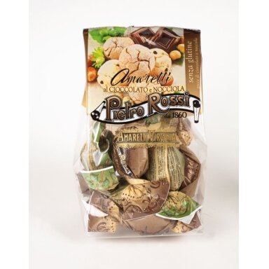 Sausainiai PIETRO ROSSI Soft Amaretti, su lazdyno riešutais ir juodu šokoladu, 180 g