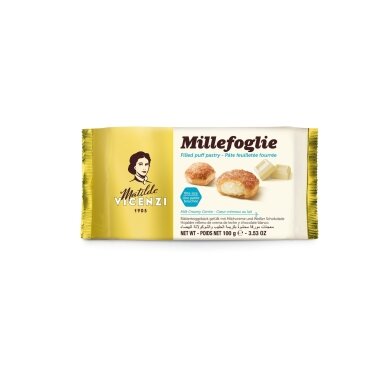 Sausainiai VICENZI, Millefoglie, su grietinėle, baltu šokoladu, 100 g Sausainiai VICENZI, Millefoglie, su grietinėle, baltu šokoladu, 100 g