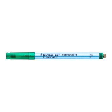Sauso valymo koreguojamasis žymeklis STAEDTLER Lumocolor F, 0,6 mm brėžis, žalia sp. Sauso valymo koreguojamasis žymeklis STAEDTLER Lumocolor F, 0,6 mm brėžis, žalia sp.
