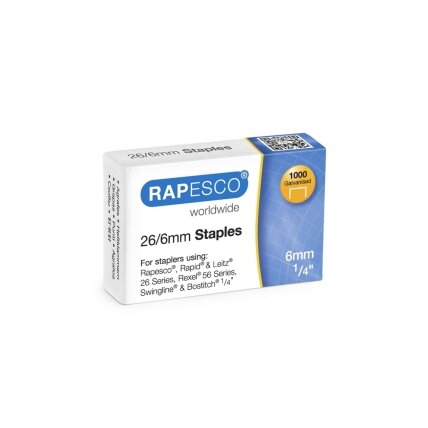 Sąsagėlės RAPESCO 26/6mm (dėž. 1000 vnt) Sąsagėlės RAPESCO 26/6mm (dėž. 1000 vnt)