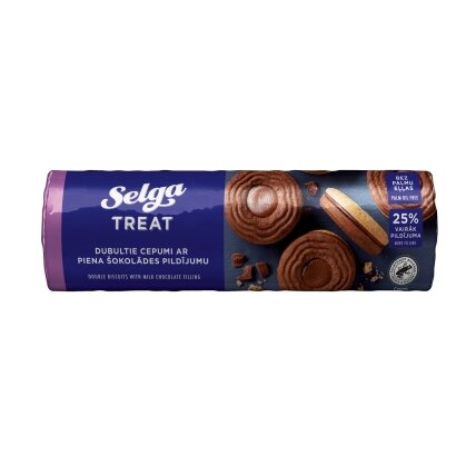 Sausainiai SELGA, dvigubi, su šokoladiniu užpildu, 205 g 1