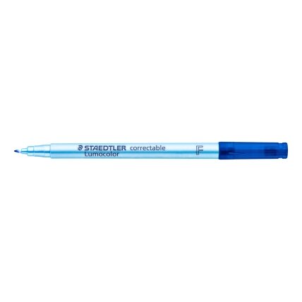 Sauso valymo koreguojamasis žymeklis STAEDTLER Lumocolor F, 0,6 mm brėžis, mėlyna sp. 1 Sauso valymo koreguojamasis žymeklis STAEDTLER Lumocolor F, 0,6 mm brėžis, mėlyna sp. 1