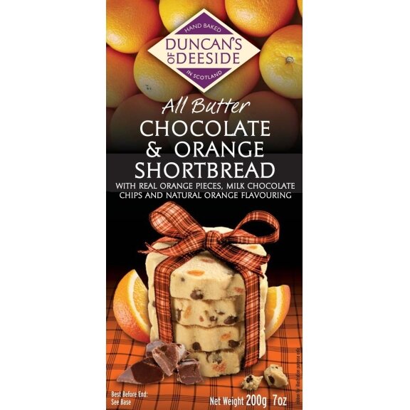 Sausainiai DUNCAN'S OF DEESIDE su šokolado gabaliukai ir apelsinais, 200 g