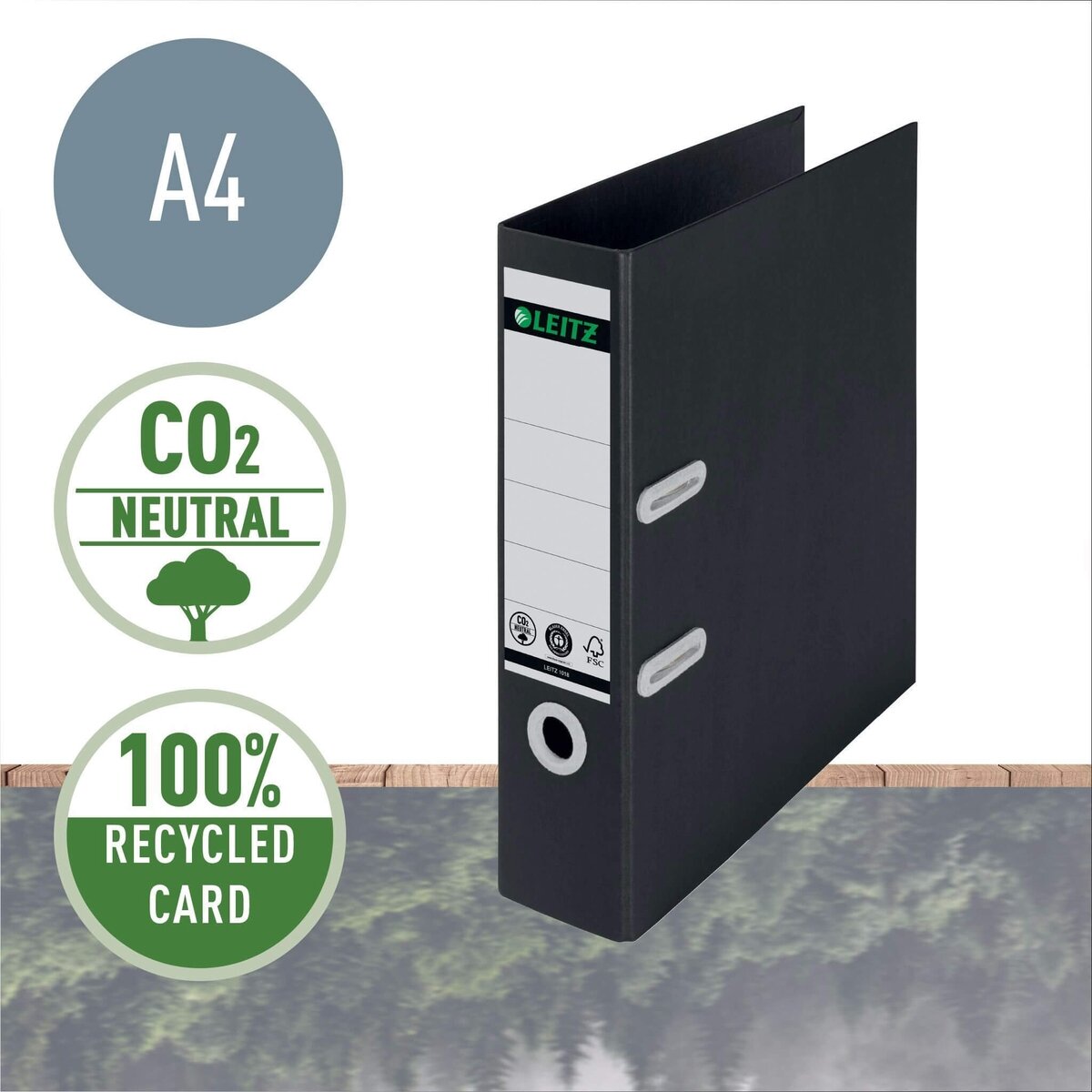 Segtuvas LEITZ 180° Recycle, A4, 80mm, juoda 1