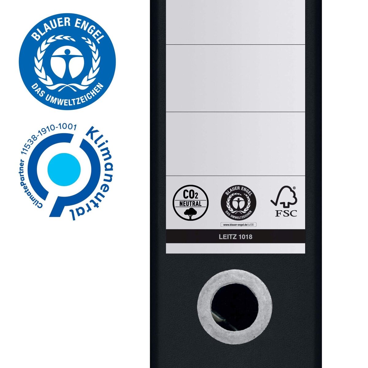 Segtuvas LEITZ 180° Recycle, A4, 80mm, juoda 2 Segtuvas LEITZ 180° Recycle, A4, 80mm, juoda 2