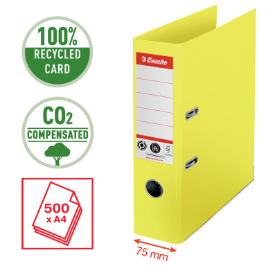 Segtuvas ESSELTE No1 CO2 Neutral, A4, kartoninis, 75 mm, geltona Segtuvas ESSELTE No1 CO2 Neutral, A4, kartoninis, 75 mm, geltona