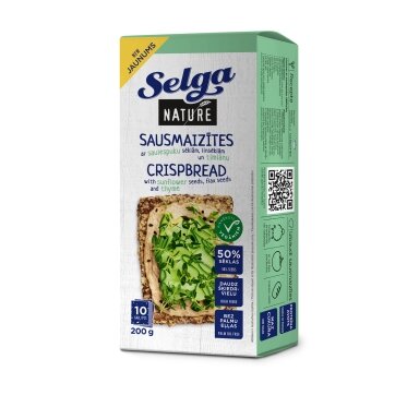Sėklų duonos traškučiai SELGA, Nature, čiobrelių skonio, 200g