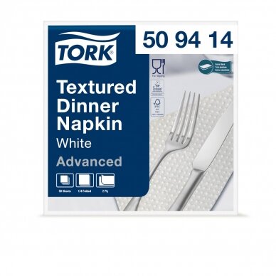 Servetėlės TORK Textured, 509414, 2 sl., 50 vnt., balta 2