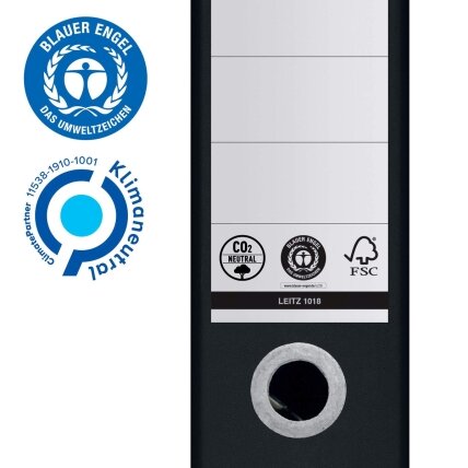 Segtuvas LEITZ 180° Recycle, A4, 80mm, juoda 2 Segtuvas LEITZ 180° Recycle, A4, 80mm, juoda 2