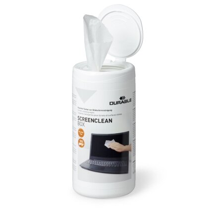 Servetėlės kompiuterio ekranui valyti DURABLE Screenclean, 100 vnt., šlapios 1