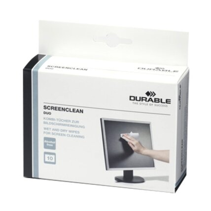 Servetėlės kompiuterio ekranui valyti DURABLE Screenclean Duo, 10 vnt. 3