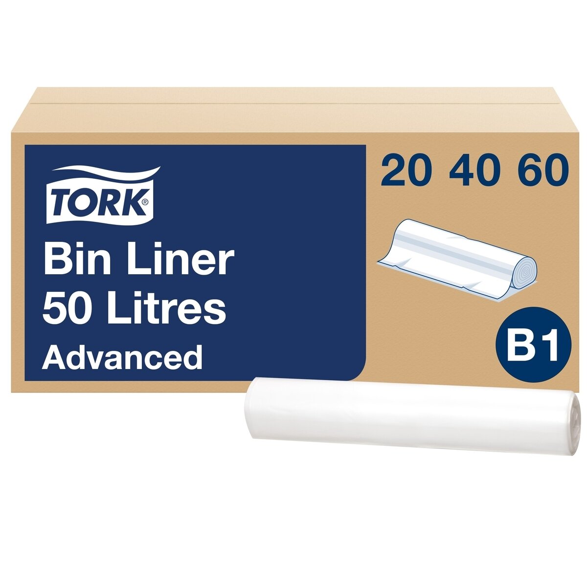 Šiukšlių maišai skirti TORK B1 šiukšliadėžėms, 50 L, 25 vnt, balti, 204060 Šiukšlių maišai skirti TORK B1 šiukšliadėžėms, 50 L, 25 vnt, balti, 204060
