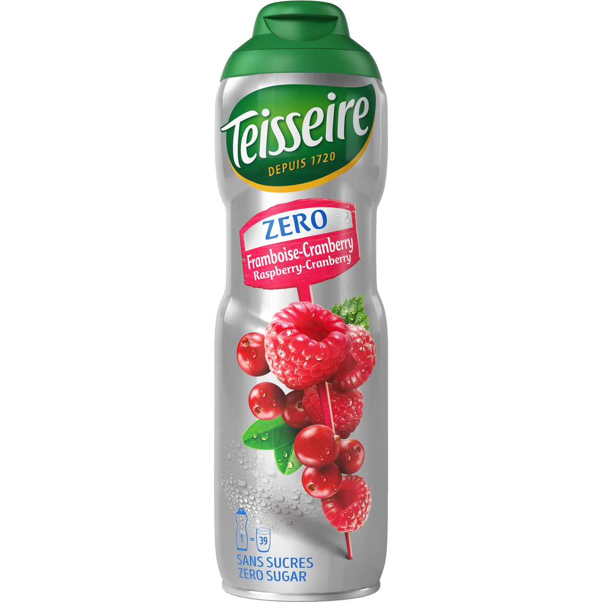 Sirupas TEISSEIRE, aviečių ir spanguolių skonio, be cukraus, 0,6l