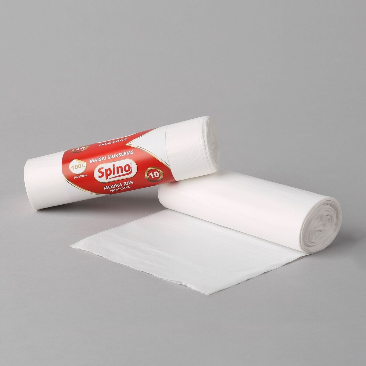 Šiukšlių maišai, 100 l, 10 vnt, LDPE, 50 mic, 75x95 cm, balti 1