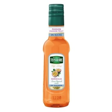 Sirupas TEISSEIRE, pasiflorų skonio, be cukraus, 0,25 l Sirupas TEISSEIRE, pasiflorų skonio, be cukraus, 0,25 l