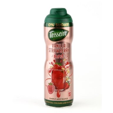 Sirupas TEISSEIRE, Strawberry Vanilla, be cukraus, 0,6l Sirupas TEISSEIRE, Strawberry Vanilla, be cukraus, 0,6l