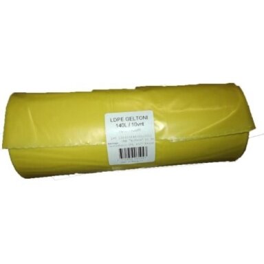 Šiukšlių maišai, 140 l, 35 mk, 70 x 110 cm, geltoni, 10 vnt. Šiukšlių maišai, 140 l, 35 mk, 70 x 110 cm, geltoni, 10 vnt.