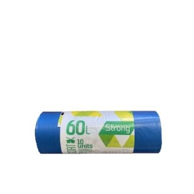 Šiukšlių maišai, SORTEX, 60 l, 30 mkr., 60 x 75 cm, mėlyna sp., 10 vnt.