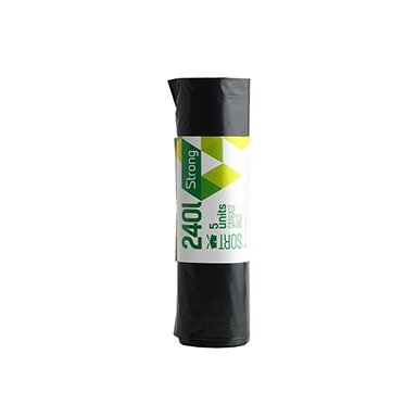 Šiukšlių maišai SORTEX, juodi, 240 L x 5 vnt. 50MK