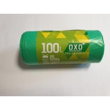 Šiukšlių maišai SORTEX, žali HDPE 100L 70x100cm 18 mkr 25vnt/rul. Šiukšlių maišai SORTEX, žali HDPE 100L 70x100cm 18 mkr 25vnt/rul.