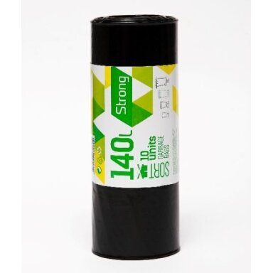 Šiukšlių maišas SORTEX,  juodas, 140 L, 35mk, 70 x 110 cm,10 vnt.