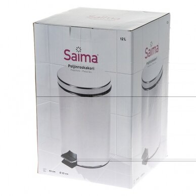 Šiukšlių dėžė SAIMA, su pedalu, 12 L, sidabro sp. 1