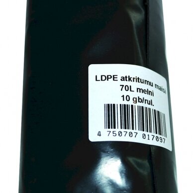 Šiukšlių maišai, 70 l, 10 vnt, LDPE, 80 mic, 58 x 75 cm, juodi 2