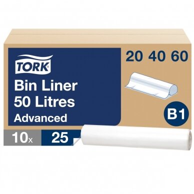 Šiukšlių maišai skirti TORK B1 šiukšliadėžėms, 50 L, 25 vnt, balti, 204060 1