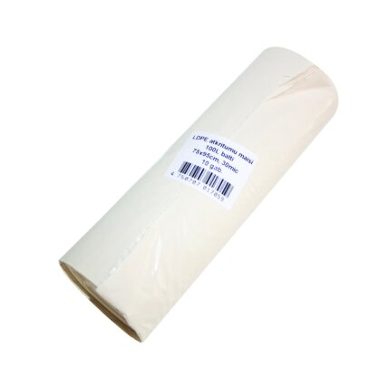 Šiukšlių maišai, 100 l, 10 vnt, LDPE, 30 mic, 75X95 cm, balti 1 Šiukšlių maišai, 100 l, 10 vnt, LDPE, 30 mic, 75X95 cm, balti 1